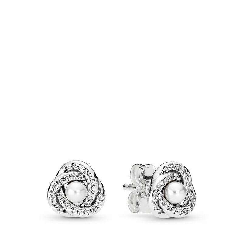 Pandora Luminous Love Knots Stud Earrings NZ, Sterling Silver (705496-PRG)